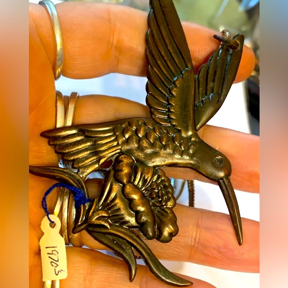 Vintage Bronze Bird Necklace 1970’s